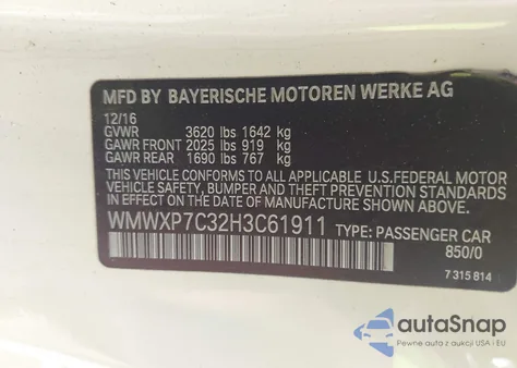 2017 Mini Hardtop Cooper S из США, поврежденный, VIN WMWXP7C32H3C61911